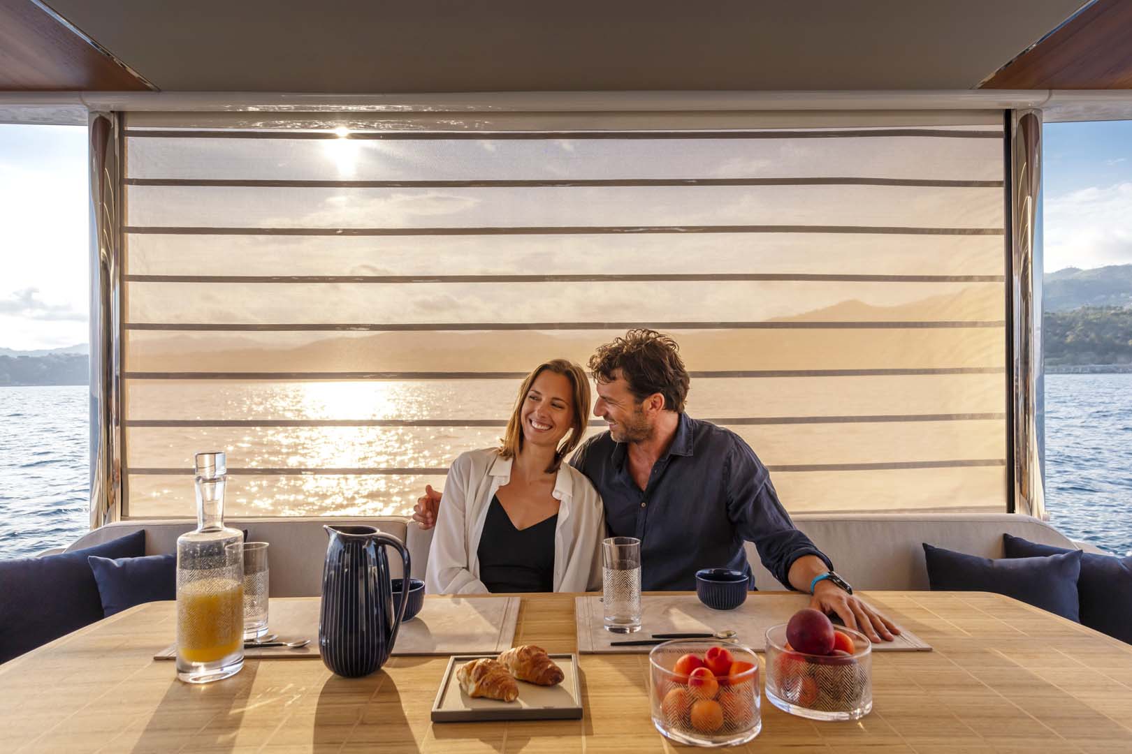 Sun shade in cockpit of absolute navetta 68